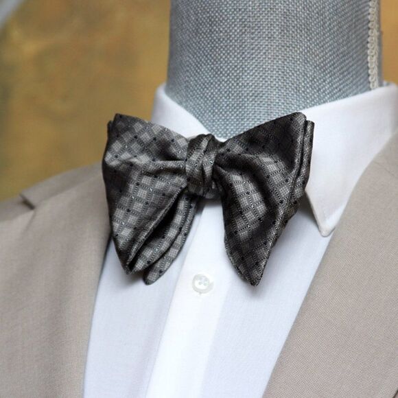 Men's Self-tied Bow Tie 100%Silk Big Butterfly Grey Ornament S661 - Picture 10 of 16